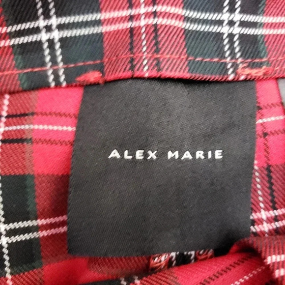 Alex Marie Wide Crop Pants Rebecca Holiday Plaid Tartan High Rise Belt Capri - Picture 5 of 6